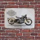 Vintage Dekor Fémtábla, dombornyomott, 'SPEED-KING MOTOR CYCLES MODEL EL 1936' felirat, retro hangulatú kialakítás, 30x20cm, vintage szürke háttér