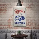 Vintage Dekor Fémtábla, dombornyomott, 'Repair SERVICE' felirat, retro hangulatú kialakítás, 20x30cm