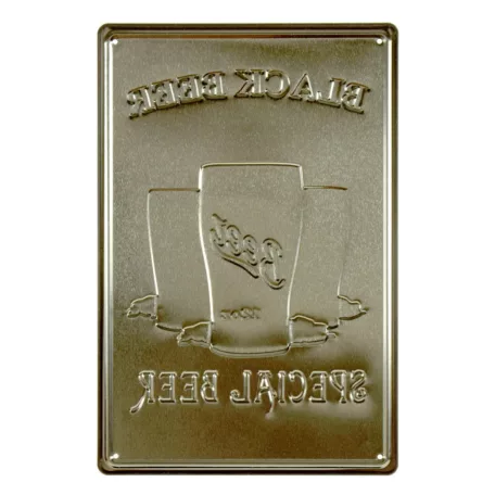 Vintage Dekor Fémtábla, dombornyomott 'BLACK BEER' felirat, retro hangulatú kialakítás, 20x30cm