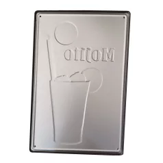   Vintage Dekor Fémtábla, dombornyomott 'Mojito' felirat, retro hangulatú kialakítás, 20x30cm