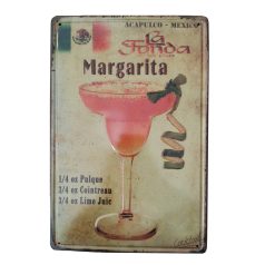  Vintage Dekor Fémtábla, dombornyomott 'Margarita' felirat, retro hangulatú kialakítás, 20x30cm, világos háttér