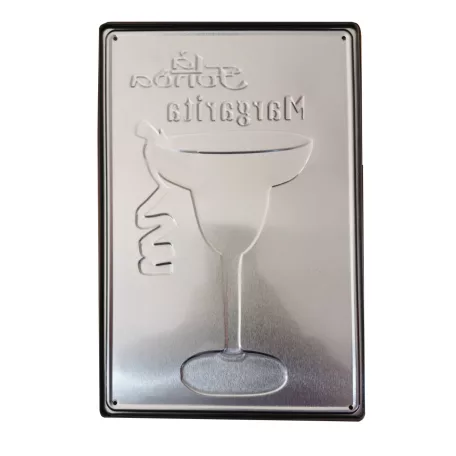 Vintage Dekor Fémtábla, dombornyomott 'Margarita' felirat, retro hangulatú kialakítás, 20x30cm, világos háttér