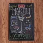 Vintage Dekor Fémtábla, dombornyomott 'MARTINI' felirat, retro hangulatú kialakítás, 20x30cm, sötét háttér