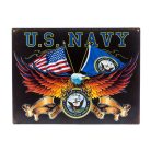 Vintage Dekor Fémtábla, dombornyomott 'U.S. NAVY' felirat, retro hangulatú kialakítás, 30x20cm