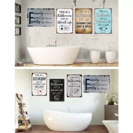 Vintage Dekor Fémtábla, dombornyomott 'Family' felirat, retro hangulatú kialakítás, 30x20cm