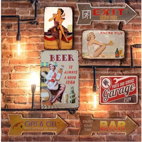 Vintage Dekor Fémtábla, dombornyomott, 'BEER is always a good idea' felirat, retro hangulatú kialakítás, 20x30cm