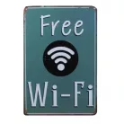 Vintage Dekor Fémtábla, dombornyomott 'Free Wi-Fi' felirat, retro hangulatú kialakítás, 20x30cm