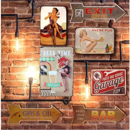 Vintage Dekor Fémtábla, dombornyomott 'BEER TIME' felirat, retro hangulatú kialakítás, 20x30cm