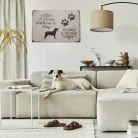 Vintage Dekor Fémtábla, dombornyomott 'Home without a dog is only a house' felirat, retro hangulatú kialakítás, 30x20cm