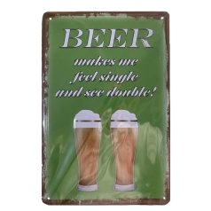   Vintage Dekor Fémtábla, dombornyomott 'BEER' felirat, retro hangulatú kialakítás, 20x30cm, vintage zöld háttér