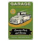 Vintage Dekor Fémtábla, dombornyomott 'Garage, Full Service Open 24 Hours' felirat, retro hangulatú kialakítás, 20x30cm, vintage zöld háttér