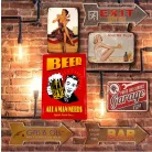 Vintage Dekor Fémtábla, dombornyomott 'BEER' felirat, retro hangulatú kialakítás, 20x30cm, piros háttér