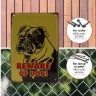 Vintage Dekor Fémtábla, dombornyomott 'BEWARE OF DOG' felirat, bokszer ábrázolás, retro hangulatú kialakítás, 20x30cm