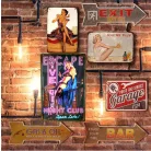 Vintage Dekor Fémtábla, dombornyomott, 'ESCAPE NIGHT CLUB Open Late!' felirat, retro hangulatú kialakítás, 20x30cm