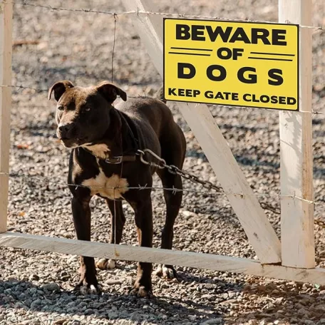 Vintage Dekor Fémtábla, dombornyomott 'BEWARE OF DOGS KEEP GATE CLOSED' felirat, retro hangulatú kialakítás, 30x20cm
