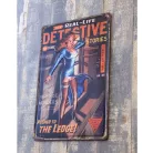 Vintage Dekor Fémtábla, dombornyomott, 'Real-Life DETECTIVE stories' felirattal, retro hangulatú kialakítás, 20x30cm