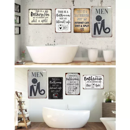 Vintage Dekor Fémtábla, dombornyomott 'MEN' felirat, retro hangulatú kialakítás, 20x30cm