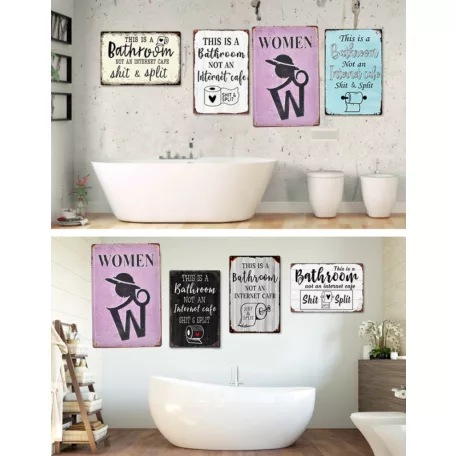 Vintage Dekor Fémtábla, dombornyomott 'WOMEN' felirat, retro hangulatú kialakítás, 20x30cm