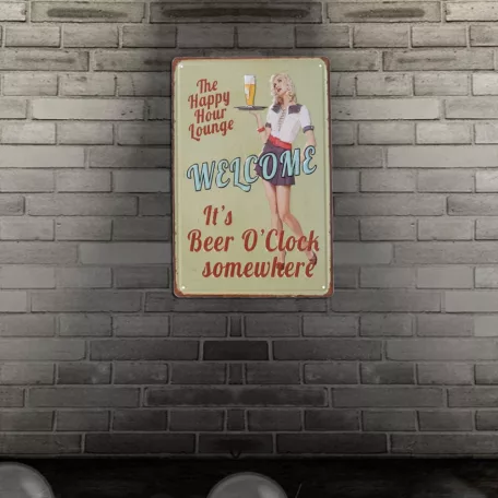 Vintage Dekor Fémtábla, dombornyomott 'WELCOME' felirat, retro hangulatú kialakítás, 20x30cm