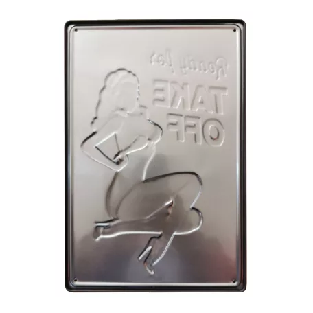 Vintage Dekor Fémtábla, dombornyomott 'Ready for Take Off' felirat, retro hangulatú kialakítás, 20x30cm