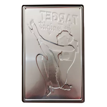 Vintage Dekor Fémtábla, dombornyomott 'Target for Tonight' felirat, retro hangulatú kialakítás, 20x30cm