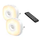 LYRIDZ® LED Meleg/Hideg Éjszakai Fény, fényerősségi érzékelős LED lámpa, 2db, EU konnektoros, távírányitóval, fehér