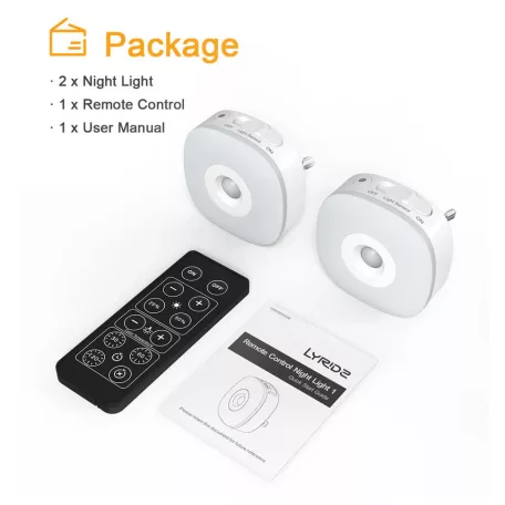 LYRIDZ® LED Meleg/Hideg Éjszakai Fény, fényerősségi érzékelős LED lámpa, 2db, EU konnektoros, távírányitóval, fehér