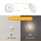 LYRIDZ® LED Meleg/Hideg Éjszakai Fény, fényerősségi érzékelős LED lámpa, 2db, EU konnektoros, távírányitóval, fehér