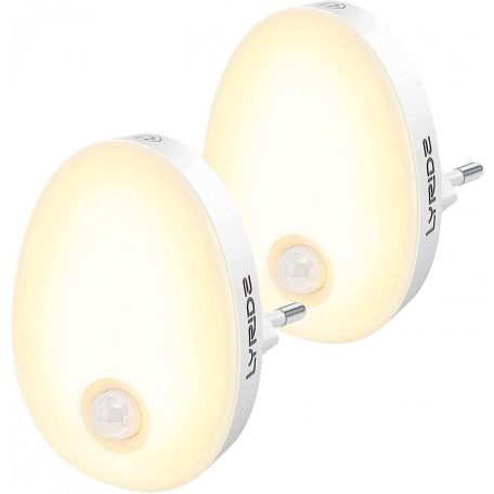 LYRIDZ LED Meleg Fényű Éjszakai Fény, mozgásérzékelős LED lámpa, 2db, EU konnektoros, fehér színű