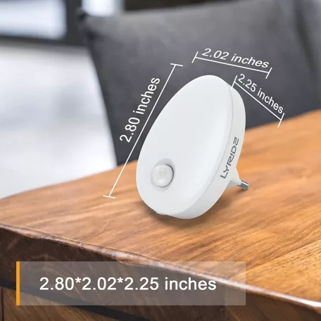 LYRIDZ® LED Meleg Fényű Éjszakai Fény, mozgásérzékelős LED lámpa, 2db, EU konnektoros, fehér színű