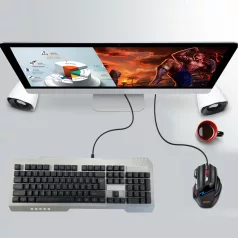  Gaming vezetékes billentyűzet A543, RGB világítás, USB, nemzetközi kiosztás, ezüst