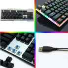 Gaming vezetékes billentyűzet A543, RGB világítás, USB, nemzetközi kiosztás, ezüst
