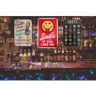 Vintage Dekor Fémtábla, dombornyomott 'Smile if you Like me' felirat, retro hangulatú kialakítás, 20x30cm