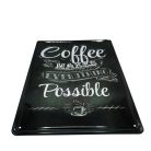 Vintage Dekor Fémtábla, dombornyomott 'Coffee' felirat, retro hangulatú kialakítás, 20x30cm, fekete háttér