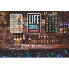 Vintage Dekor Fémtábla, dombornyomott, 'Life is Simple' felirat, retro hangulatú kialakítás, 20x30cm