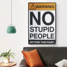 Vintage Dekor Fémtábla, dombornyomott, 'NO STUPID PEOPLE BEYOND THIS POINT' felirat, retro hangulatú kialakítás, 20x30cm