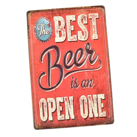 Vintage Dekor Fémtábla, dombornyomott 'Best BEER' felirat, retro hangulatú kialakítás, 20x30cm