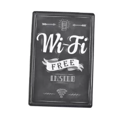   Vintage Dekor Fémtábla, dombornyomott 'Wi-Fi Free' felirat, retro hangulatú kialakítás, 20x30cm