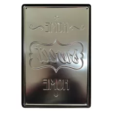   Vintage Dekor Fémtábla, dombornyomott 'HOME sweet HOME' felirat, retro hangulatú kialakítás, 20x30cm