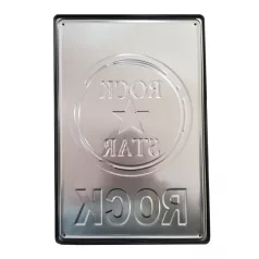   Vintage Dekor Fémtábla, dombornyomott 'Rock Star' felirat, retro hangulatú kialakítás, 20x30cm