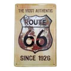   Vintage Dekor Fémtábla, dombornyomott 'Route 66 since 1926' felirat, retro hangulatú kialakítás, 20x30cm