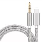 AUX átalakító kábel USB-C-ről 3,5mm jack-re, 1 méter, kompatibilis iPhone 15/16, ezüst-fehér