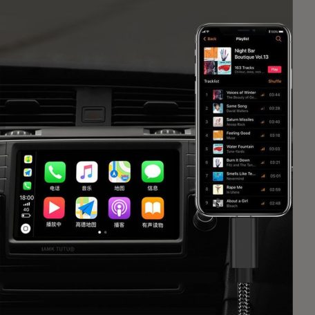 AUX átalakító kábel USB-C-ről 3,5mm jack-re, 1 méter, kompatibilis iPhone 15/16, ezüst-fehér