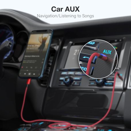 AUX átalakító kábel USB-C-ről 3,5mm jack-re, 1 méter, kompatibilis iPhone 15/16, ezüst-fehér