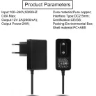 Hálózati adapter 12V/2A, tápegység, Ø3.5/1.35mm csatlakozás, 130cm, fekete