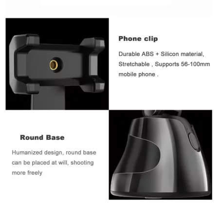 Gimbal stabilizátor, okostelefonhoz, 360°-os forgatás, automatikus arckövetés, vlog és videó készitéshez, fekete