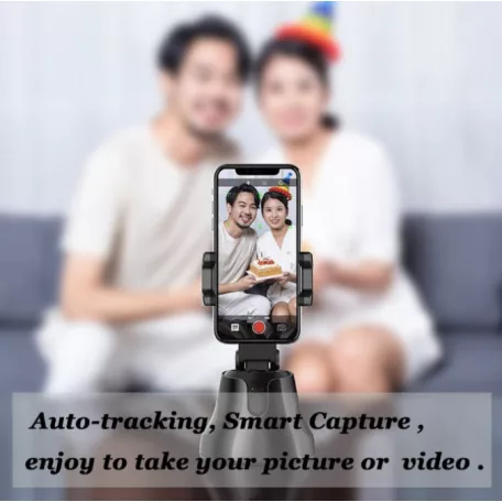 Gimbal stabilizátor, okostelefonhoz, 360°-os forgatás, automatikus arckövetés, vlog és videó készitéshez, fekete