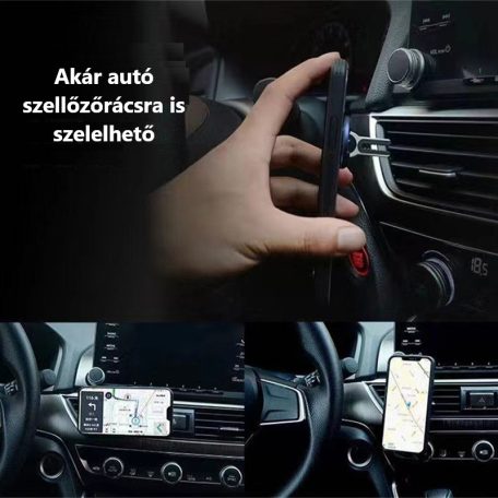 Mobiltelefon és Tablet tartó, öntapadós, összehajtható, akár autó szellőzőrácsra is szerelhető, fekete