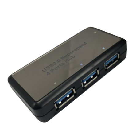 4-portos USB Hub Elosztó/Töltő, USB-A->4xUSB3.0, BYL-1812, fekete