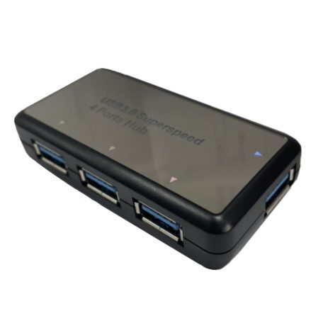 4-portos USB Hub Elosztó/Töltő, USB-A->4xUSB3.0, BYL-1812, fekete